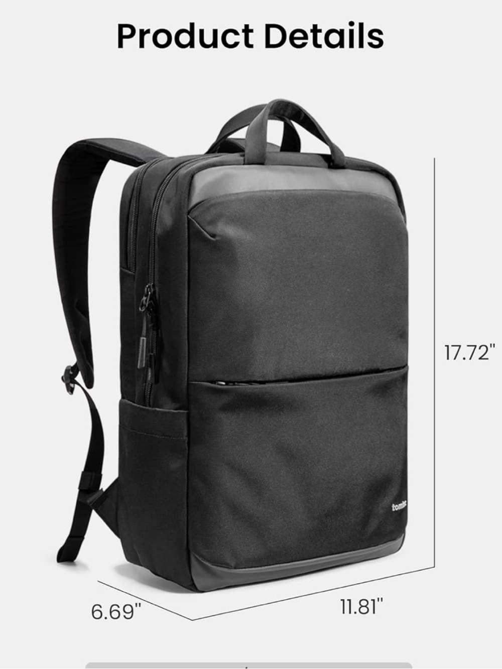 Black Minimalist Everyday Laptop Backpack
